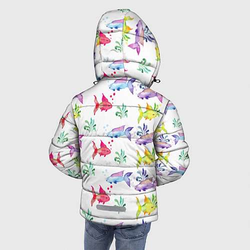 Зимняя куртка для мальчика Яркие рыбки / 3D-Красный – фото 4
