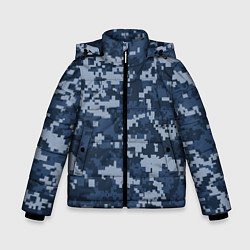 Куртка зимняя для мальчика Сине - черный камуфляж, цвет: 3D-светло-серый