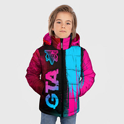 Куртка зимняя для мальчика GTA - neon gradient: по-вертикали, цвет: 3D-черный — фото 2