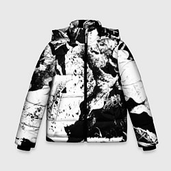 Куртка зимняя для мальчика Листья черно-белое, цвет: 3D-черный