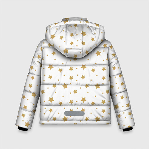 Зимняя куртка для мальчика Бежевые звездочки на белом фоне / 3D-Светло-серый – фото 2