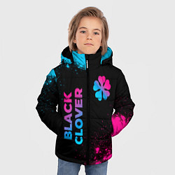 Куртка зимняя для мальчика Black Clover - neon gradient: надпись, символ, цвет: 3D-черный — фото 2