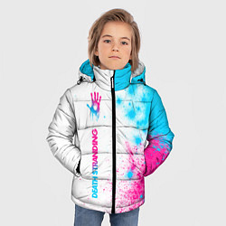 Куртка зимняя для мальчика Death Stranding neon gradient style: по-вертикали, цвет: 3D-черный — фото 2