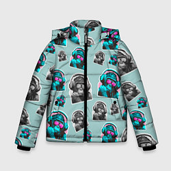 Куртка зимняя для мальчика Обезьяна меломан, цвет: 3D-светло-серый