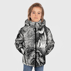 Куртка зимняя для мальчика Черепа лошадей - эскиз, цвет: 3D-красный — фото 2