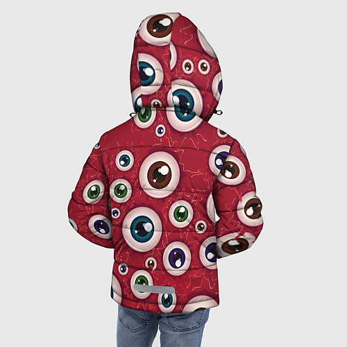 Зимняя куртка для мальчика Множество жутких глаз / 3D-Красный – фото 4