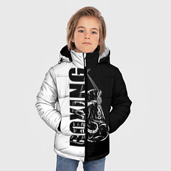 Куртка зимняя для мальчика Boxing чёрно-белое, цвет: 3D-светло-серый — фото 2