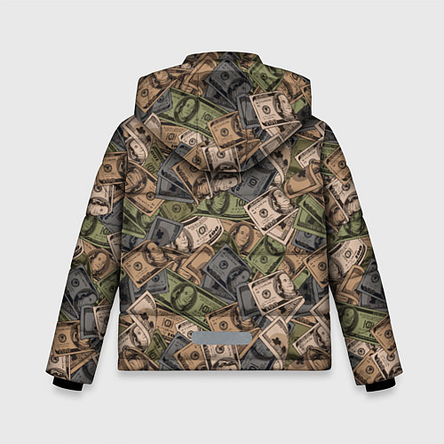 Зимняя куртка для мальчика Камуфляж с банкнотой в 100 долларов / 3D-Черный – фото 2