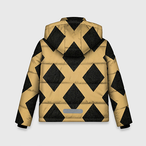 Зимняя куртка для мальчика Черно-желтый узор геометрические ромбы / 3D-Красный – фото 2