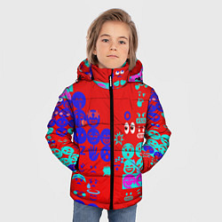 Куртка зимняя для мальчика Смайлы для настроения, цвет: 3D-красный — фото 2