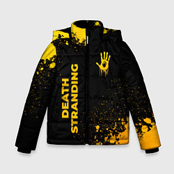 Куртка зимняя для мальчика Death Stranding - gold gradient: надпись, символ, цвет: 3D-черный