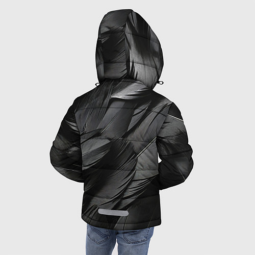 Зимняя куртка для мальчика Черные перья ворона / 3D-Красный – фото 4