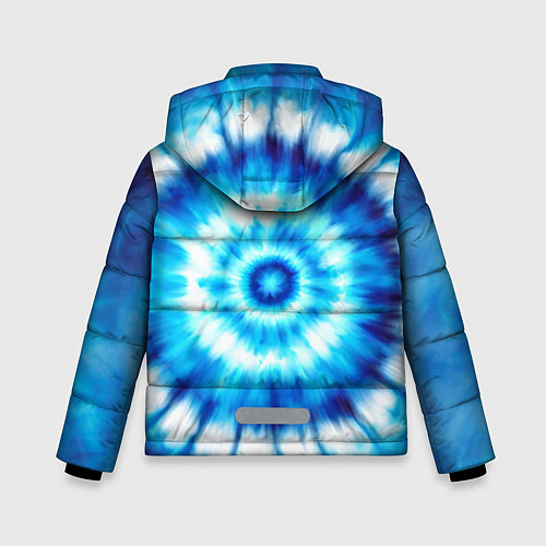 Зимняя куртка для мальчика Тай-дай бело-синий круг / 3D-Черный – фото 2