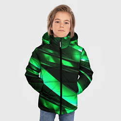 Куртка зимняя для мальчика Зеленая неоновая абстракция, цвет: 3D-красный — фото 2