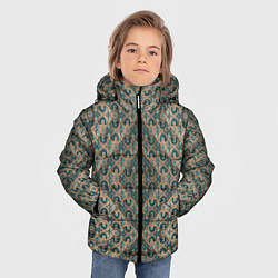 Куртка зимняя для мальчика Зелено-золотые ромбы, цвет: 3D-черный — фото 2