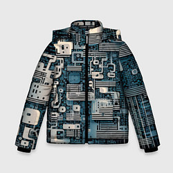 Куртка зимняя для мальчика Механическая конструкция паттерн, цвет: 3D-черный