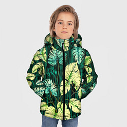 Куртка зимняя для мальчика Листья узор тропический, цвет: 3D-светло-серый — фото 2