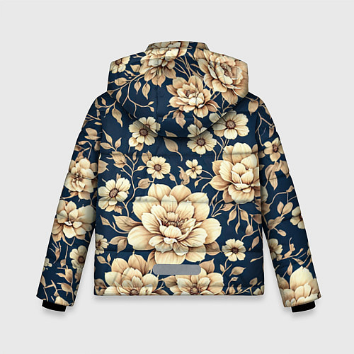 Зимняя куртка для мальчика Золотые цветы узор / 3D-Черный – фото 2