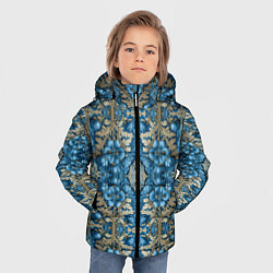 Куртка зимняя для мальчика Сине-золотой цветочный узор, цвет: 3D-черный — фото 2