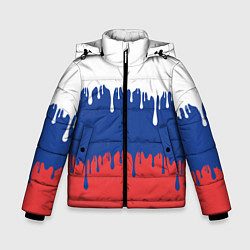 Куртка зимняя для мальчика Флаг России - потёки, цвет: 3D-светло-серый