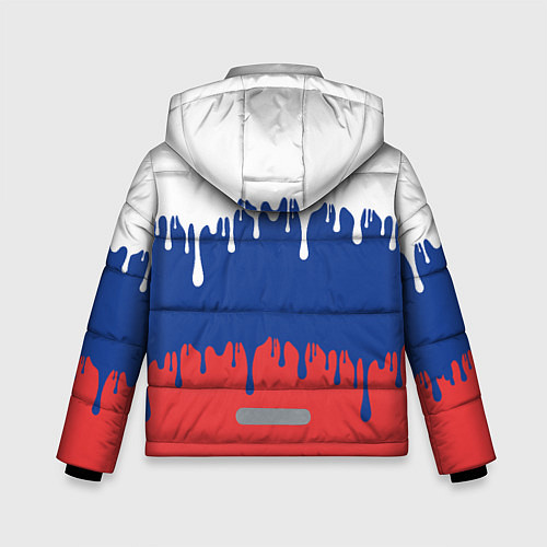 Зимняя куртка для мальчика Флаг России - потёки / 3D-Черный – фото 2