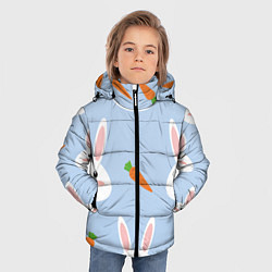 Куртка зимняя для мальчика Зайчики и морковки, цвет: 3D-светло-серый — фото 2