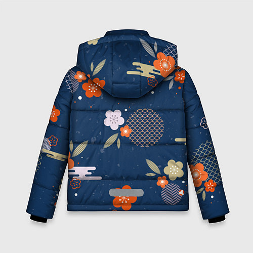 Зимняя куртка для мальчика Орнамент японского кимоно / 3D-Красный – фото 2