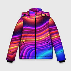 Куртка зимняя для мальчика Яркие неоновые волны, цвет: 3D-светло-серый