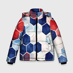 Куртка зимняя для мальчика Плиты белые синие красные, цвет: 3D-черный