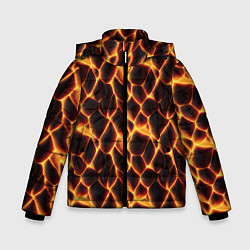 Куртка зимняя для мальчика Раскалённые камни лавы, цвет: 3D-черный