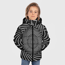 Куртка зимняя для мальчика Оптическая иллюзия изогнутые линии, цвет: 3D-черный — фото 2