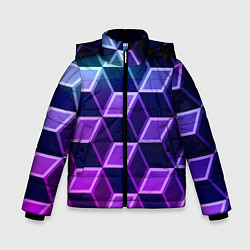 Куртка зимняя для мальчика Неоновые кубы иллюзия, цвет: 3D-светло-серый