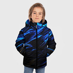 Куртка зимняя для мальчика Черные синие волны абстракция, цвет: 3D-светло-серый — фото 2