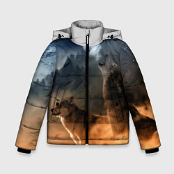 Куртка зимняя для мальчика Волки на севере, цвет: 3D-черный