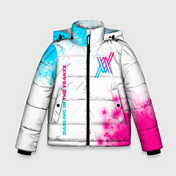Куртка зимняя для мальчика Darling in the FranXX neon gradient style: надпись, цвет: 3D-черный