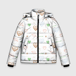 Куртка зимняя для мальчика Cute hearts, цвет: 3D-черный