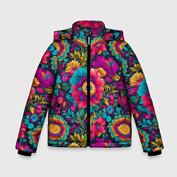 Куртка зимняя для мальчика Цветочный микс, цвет: 3D-светло-серый