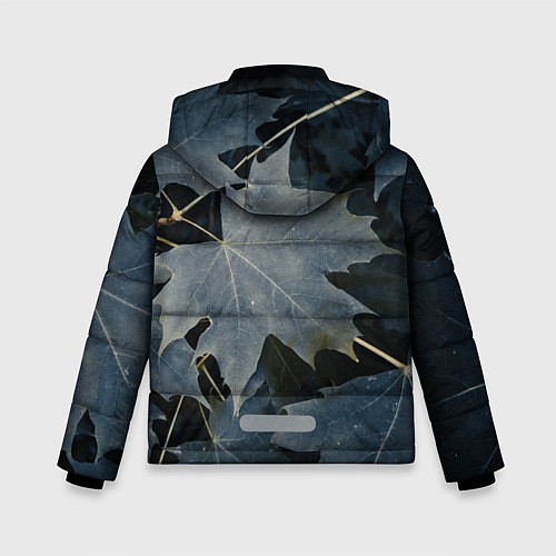 Зимняя куртка для мальчика Листовый синий паттерн / 3D-Черный – фото 2