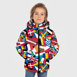Куртка зимняя для мальчика Флаги стран Европейского Союза, цвет: 3D-красный — фото 2