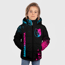 Куртка зимняя для мальчика Danganronpa - neon gradient: надпись, символ, цвет: 3D-черный — фото 2