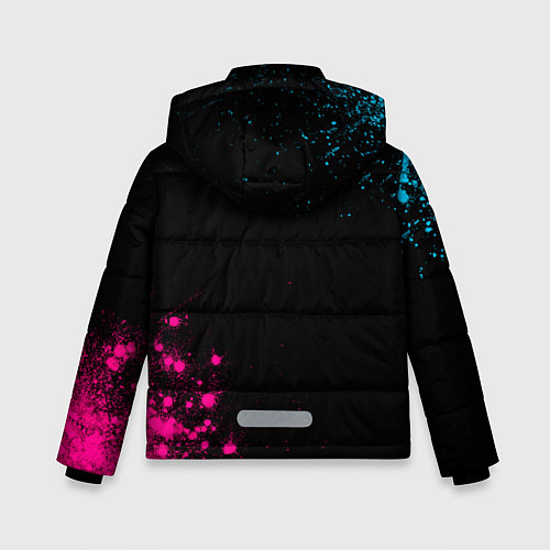 Зимняя куртка для мальчика Danganronpa - neon gradient: надпись, символ / 3D-Черный – фото 2
