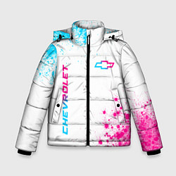 Куртка зимняя для мальчика Chevrolet neon gradient style: надпись, символ, цвет: 3D-черный