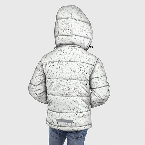 Зимняя куртка для мальчика Хаотичная черно-белая рябь - узор Хуф и Ся / 3D-Светло-серый – фото 4