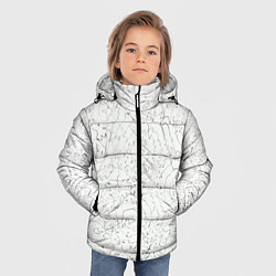 Куртка зимняя для мальчика Хаотичная черно-белая рябь - узор Хуф и Ся, цвет: 3D-черный — фото 2