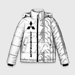 Куртка зимняя для мальчика Mitsubishi speed на светлом фоне со следами шин: п, цвет: 3D-черный