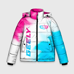 Зимняя куртка для мальчика Geely neon gradient style: надпись, символ