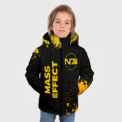Куртка зимняя для мальчика Mass Effect - gold gradient: надпись, символ, цвет: 3D-черный — фото 2