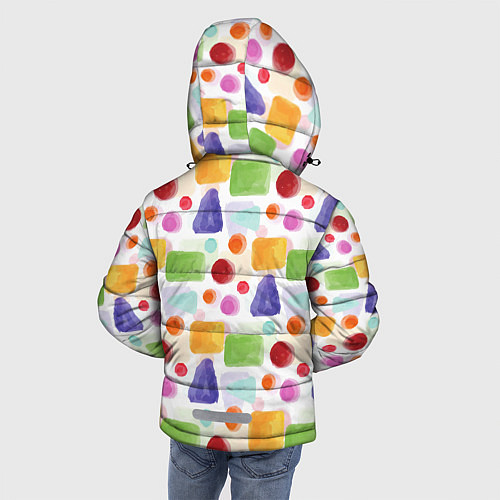Зимняя куртка для мальчика Разноцветные фигурки / 3D-Красный – фото 4