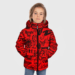 Куртка зимняя для мальчика Лучшие рок группы на красном, цвет: 3D-черный — фото 2