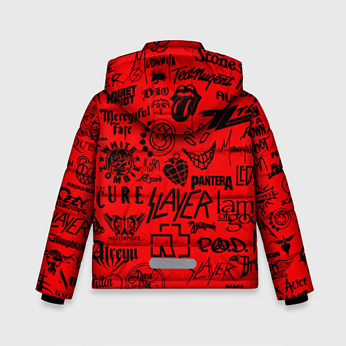 Зимняя куртка для мальчика Лучшие рок группы на красном / 3D-Черный – фото 2